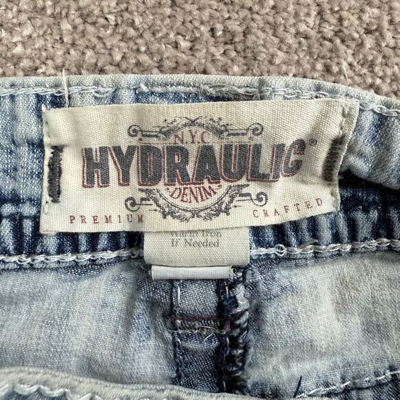 Hydraulic Gramercy Shorts Size 14 Denim Cutoffs Acid Wash Frayed Y2K Low Rise - Picture 4 of 4